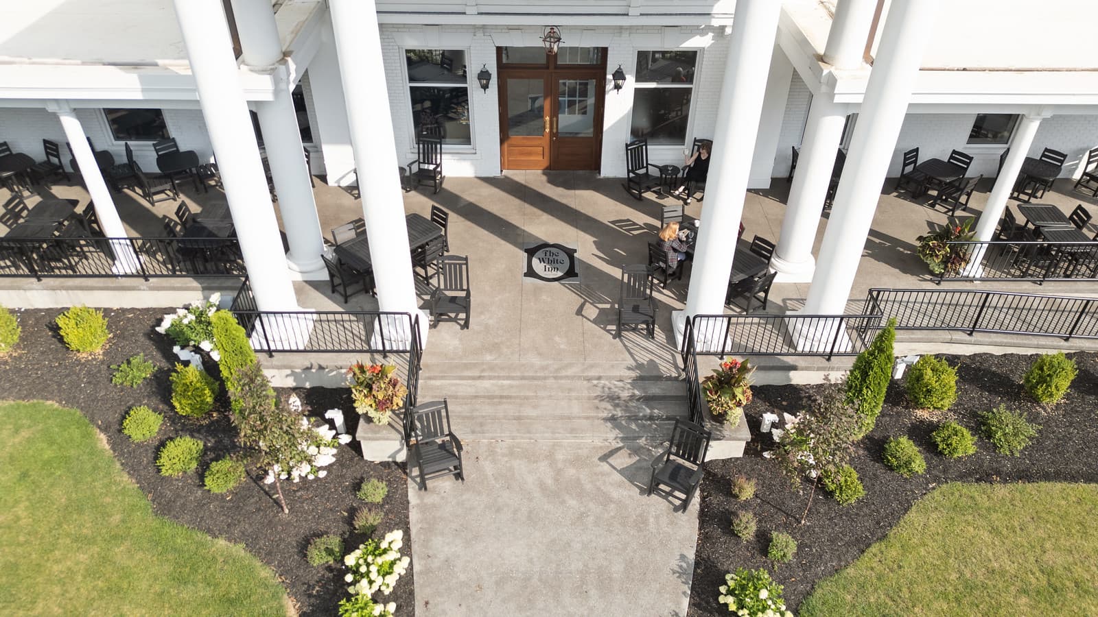 The front porch of The White Inn in Fredonia, NY